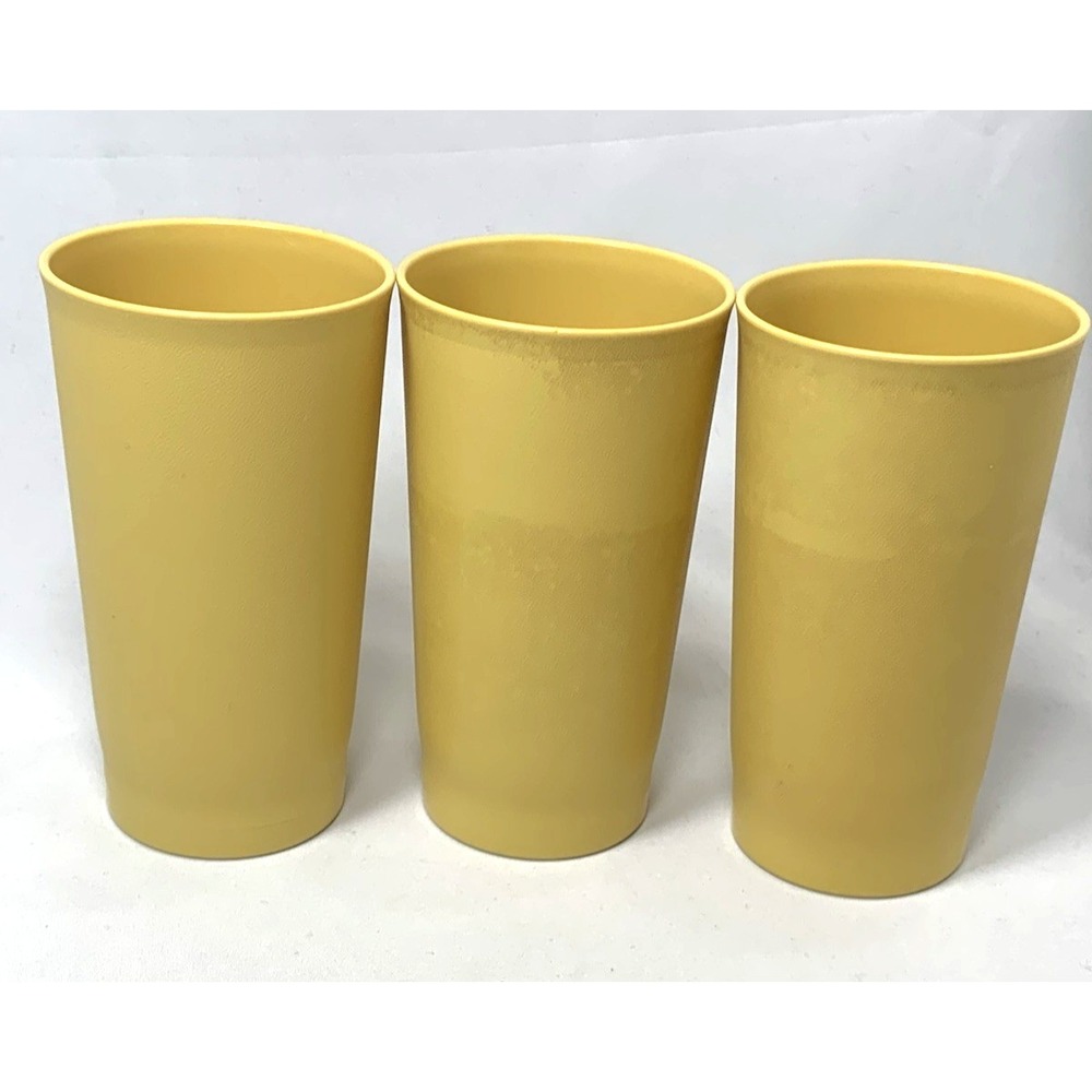 Tupperware Tumbler Cups Harvest‎ Gold Set of 3 Vintage #873-26 STAINED